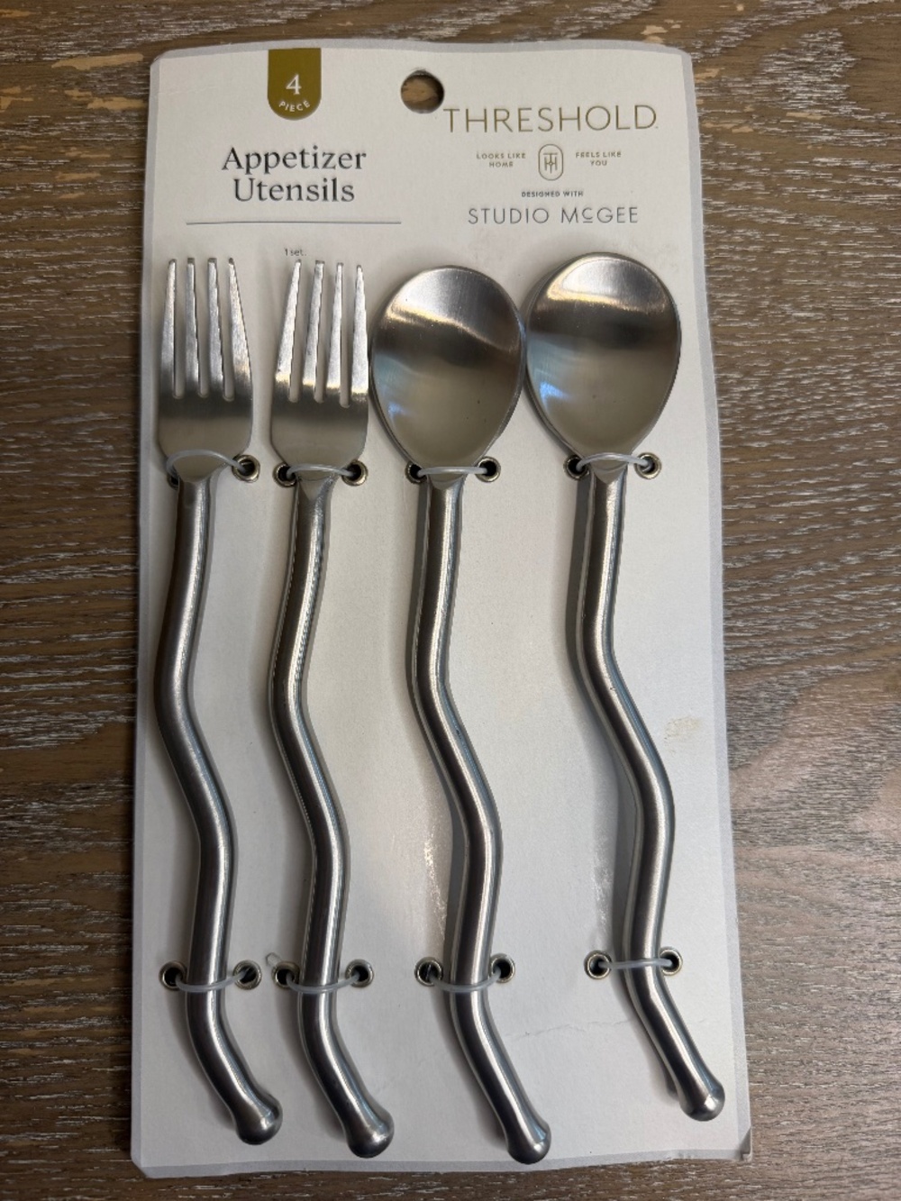 Threshold Silver Wavy-Handle Appetizer Utensils Set - 4 Pc